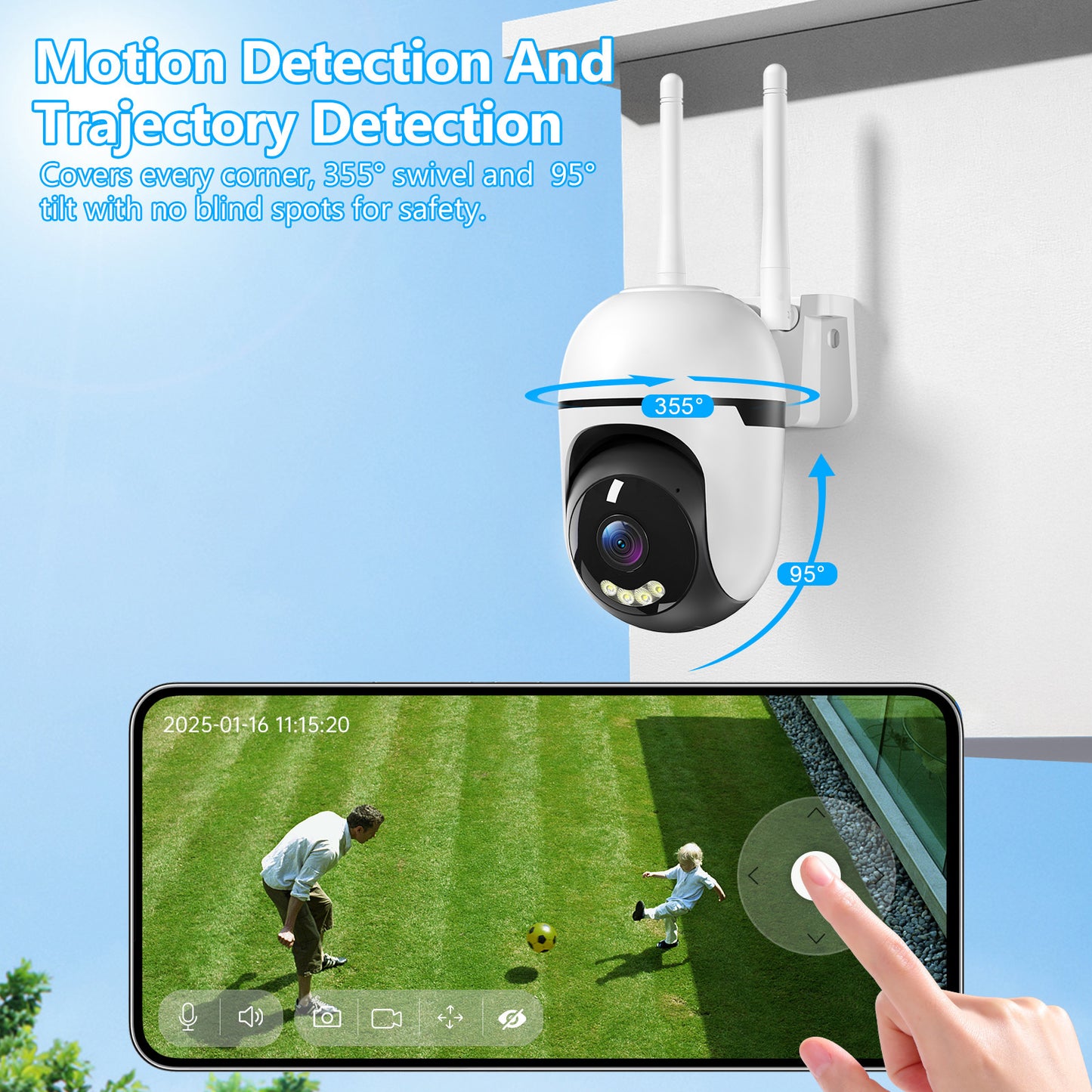360° Outdoor PTZ Security Camera – AI Motion Detection, Night Vision & 2K HD