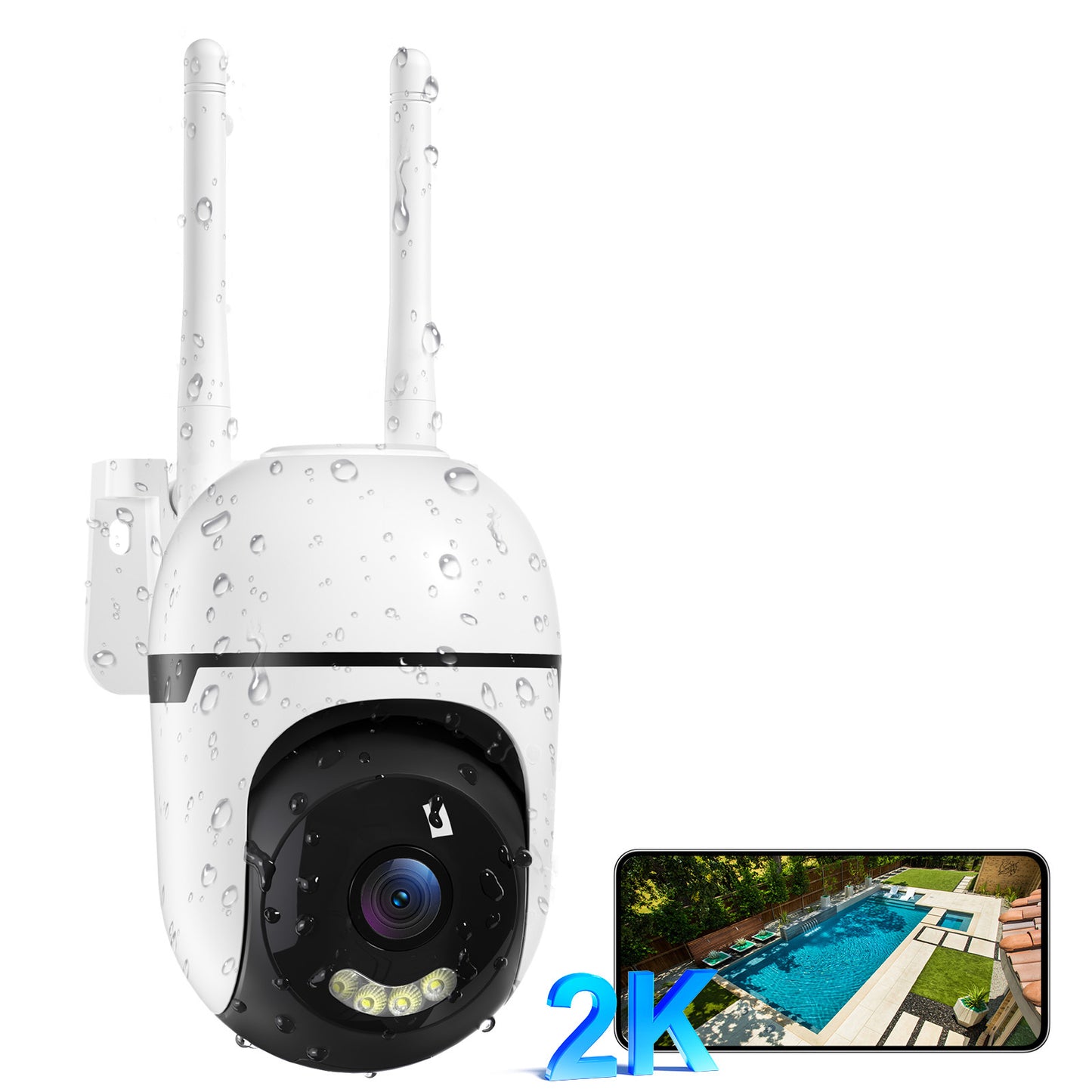 360° Outdoor PTZ Security Camera – AI Motion Detection, Night Vision & 2K HD