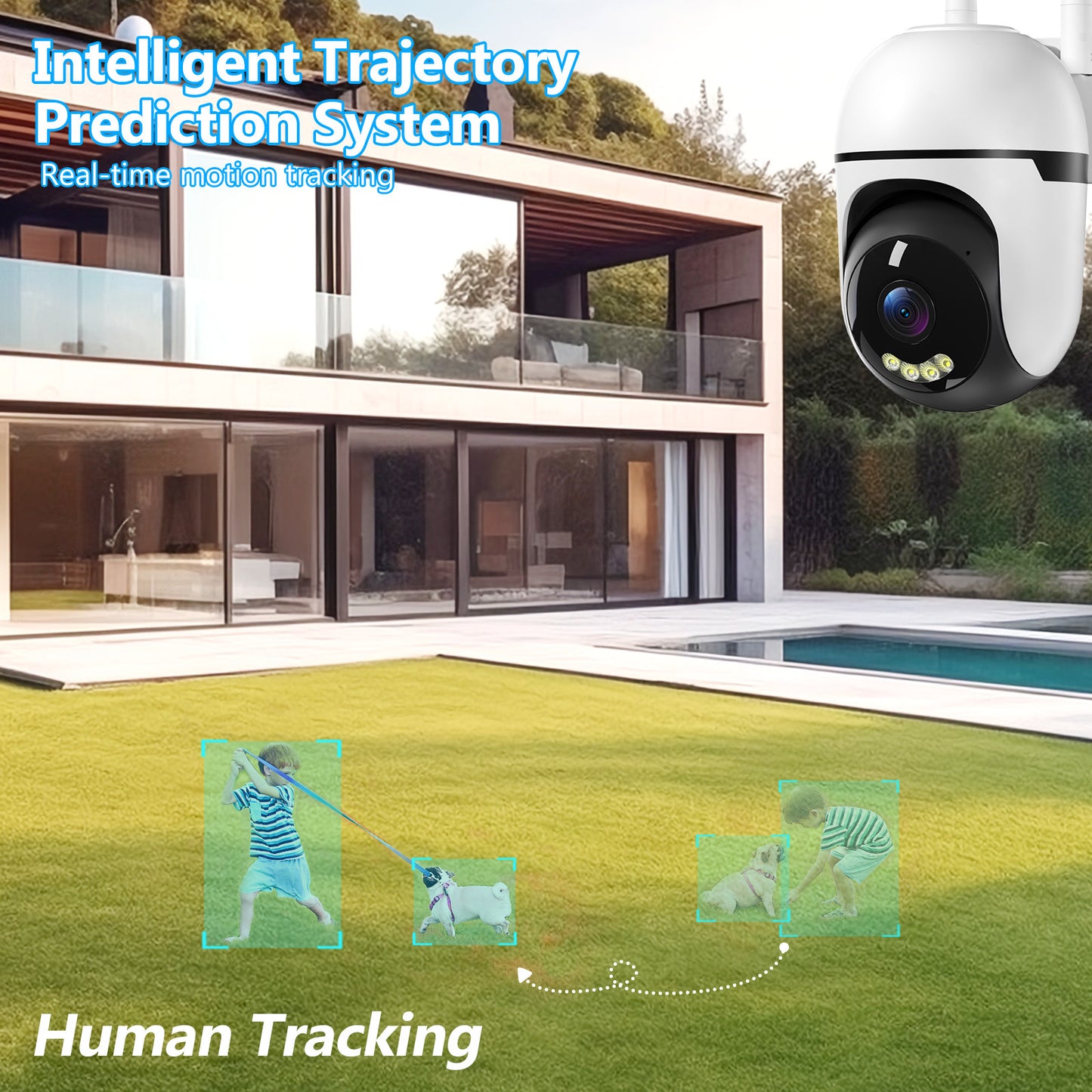 360° Outdoor PTZ Security Camera – AI Motion Detection, Night Vision & 2K HD